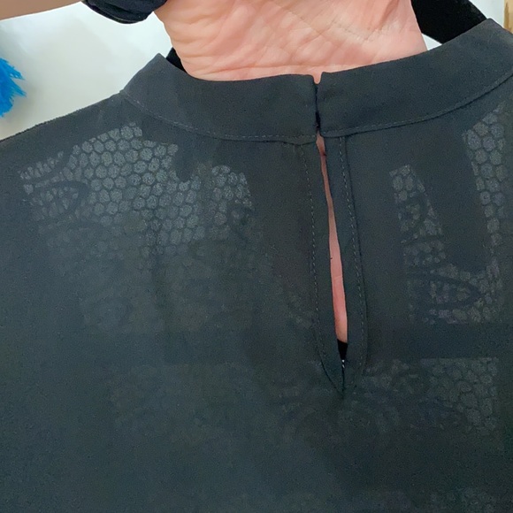 Black Babydoll Blouse with Lace Detail - Picture 3 of 4